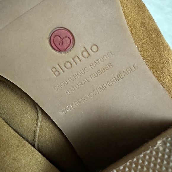 Blondo Slip On Brown Suede Mules Waterproof Block Heel Size 9.5 Classic Boho - Picture 11 of 13